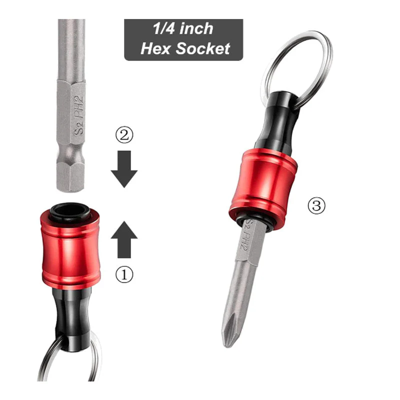 6PCS Keychain Extension Bar Aluminum Alloy Screwdriver Bits Holder Set - Image 3