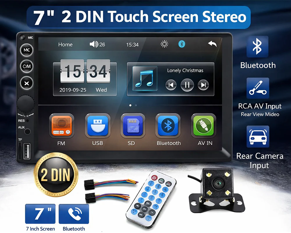 7" Double DIN Touch Bluetooth Car Stereo - Image 13
