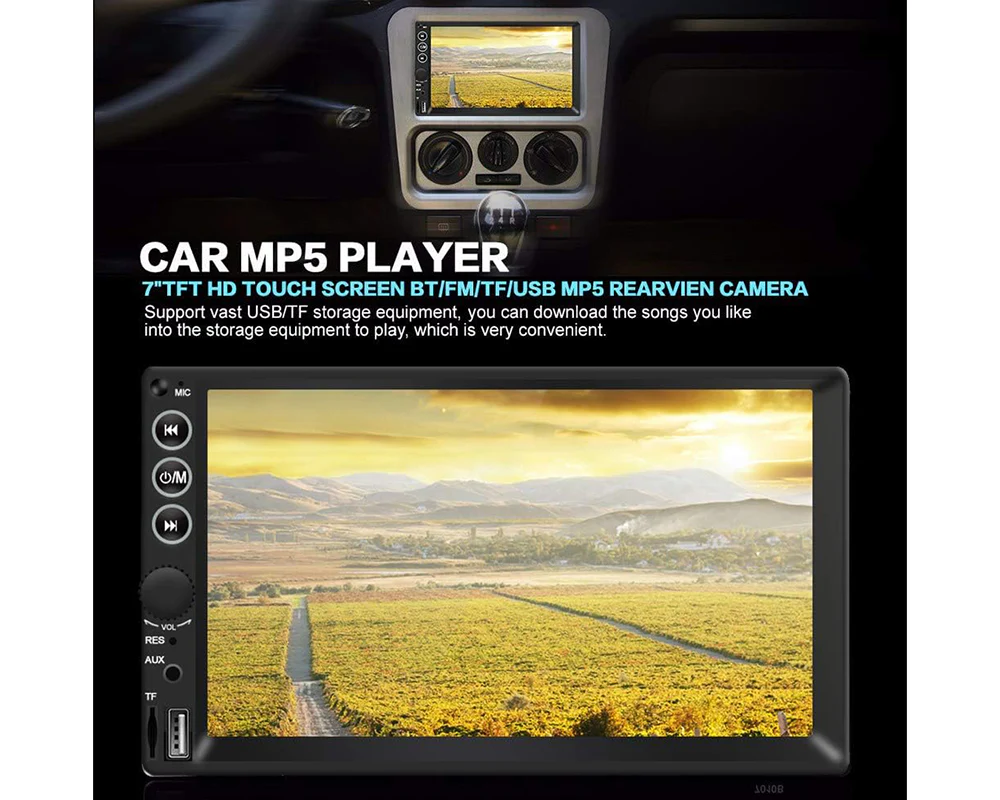 7" Double DIN Touch Bluetooth Car Stereo - Image 4