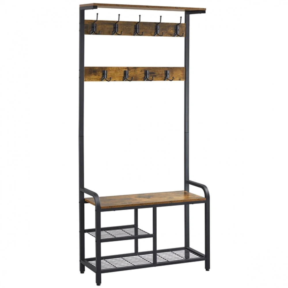 72” H Multifunctional Hall Tree with Bench &amp; Shoe Storage - Image 2