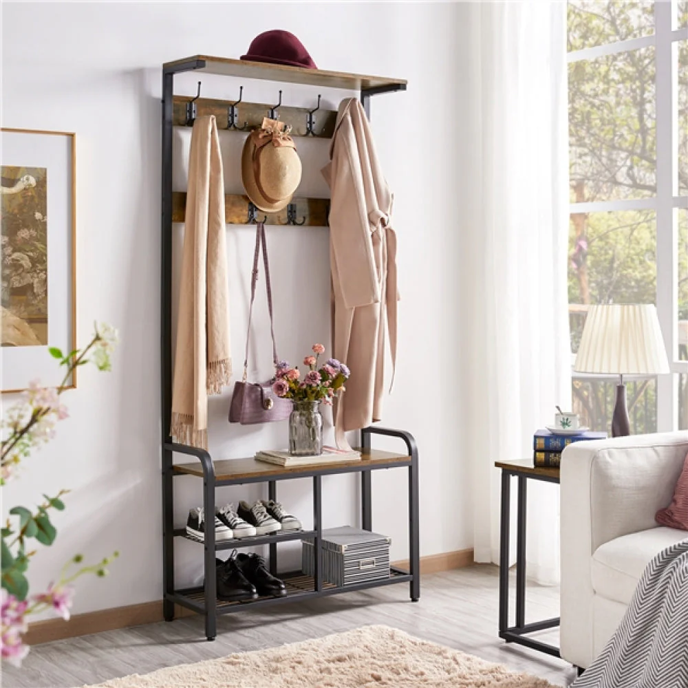 72” H Multifunctional Hall Tree with Bench &amp; Shoe Storage - Image 8