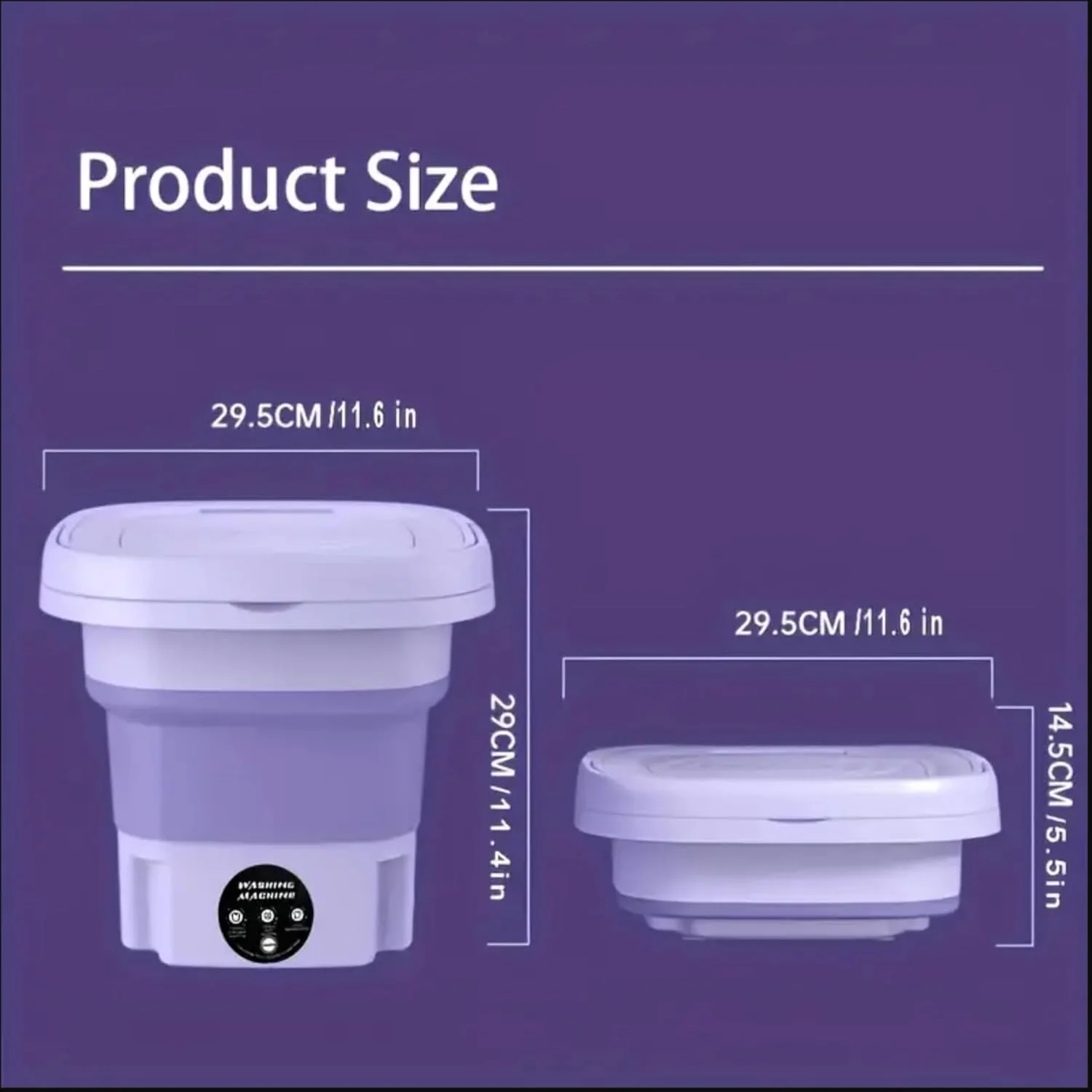 8L Foldable Washing Machine Mini Underwear Laundry Machine (Purple) - Image 10