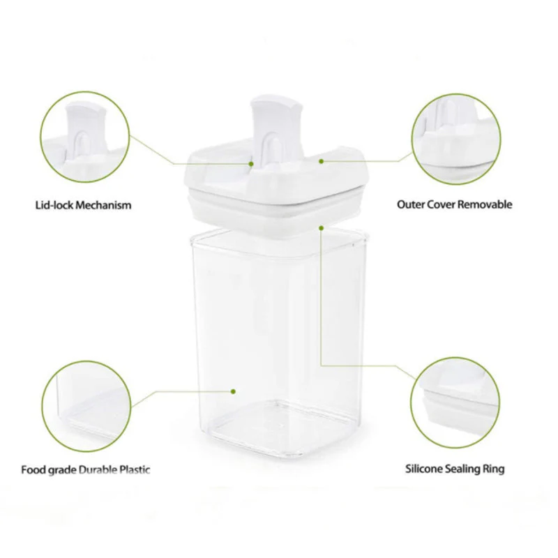 9 Pack Airtight Food Storage Container Set Kitchen and Pantry Containers White - Image 3