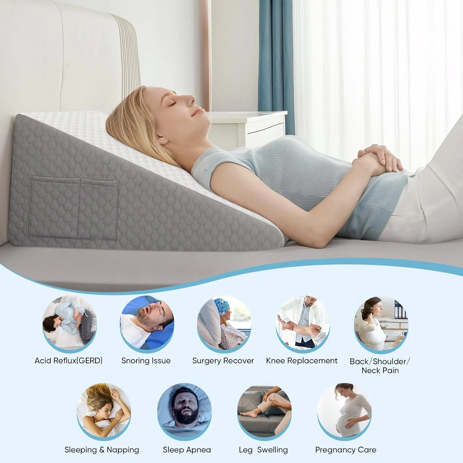 Wedge Pillow Memory Foam Cool Gel Adjuastable Cushion - Image 6