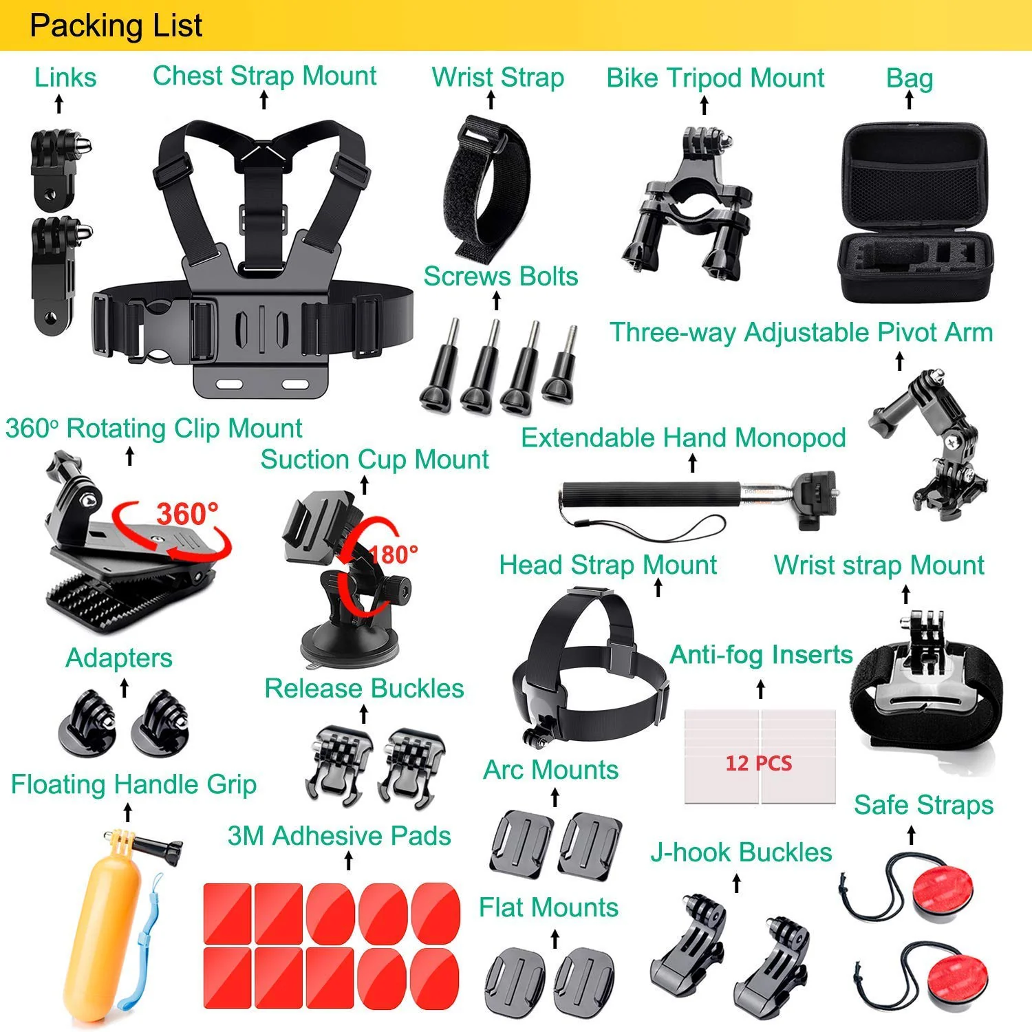 Action Camera Accessories 49-in-1 - Image 10