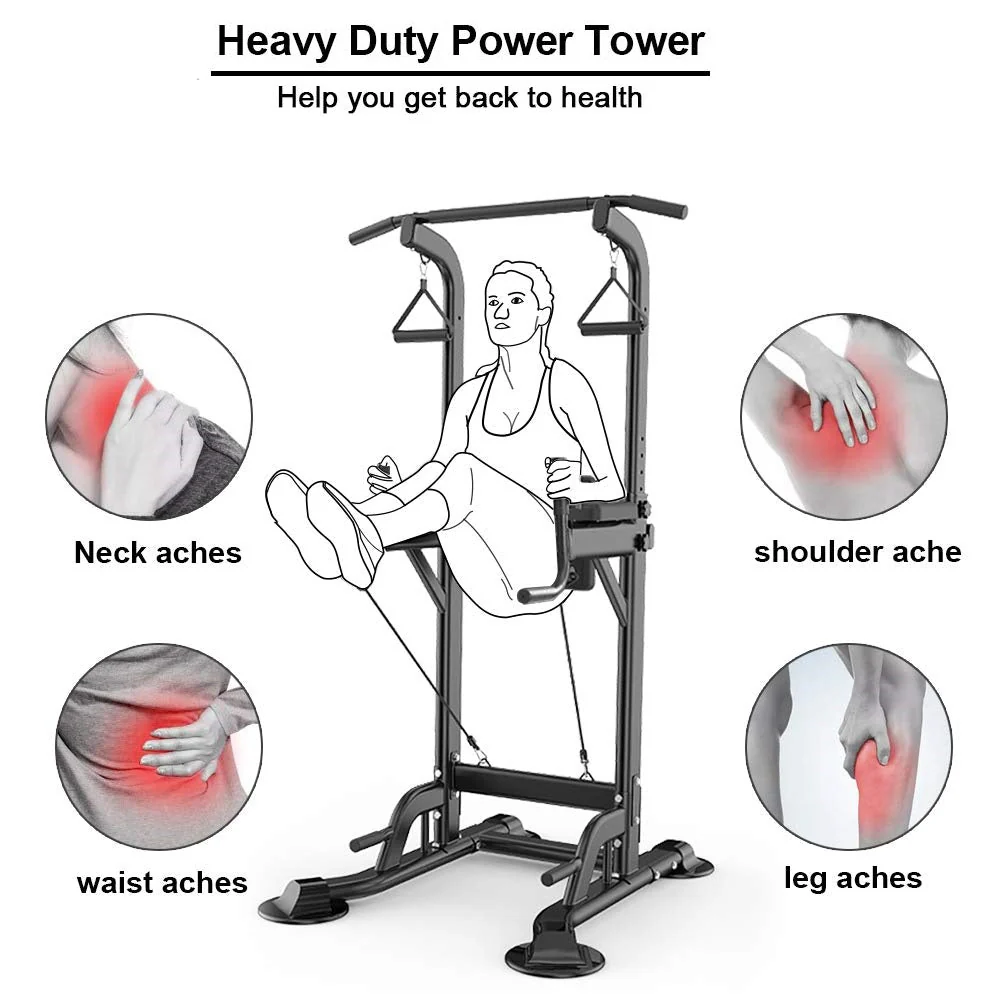 Adjustable Chin Up Pull Up Power Tower Station Workout - Image 8