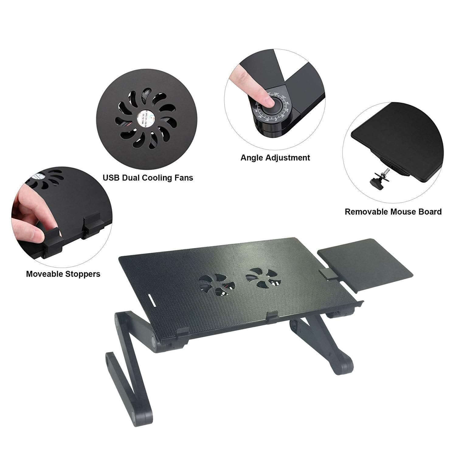 Adjustable Laptop Table Stand with Cooling Fan - Image 3
