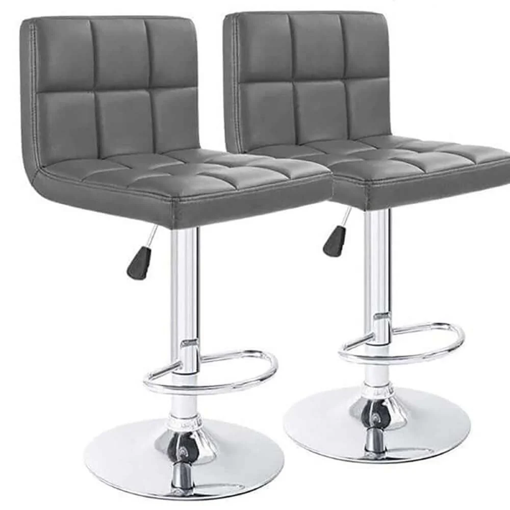 Adjustable Swivel Armless Bar Stools With Pu Leather