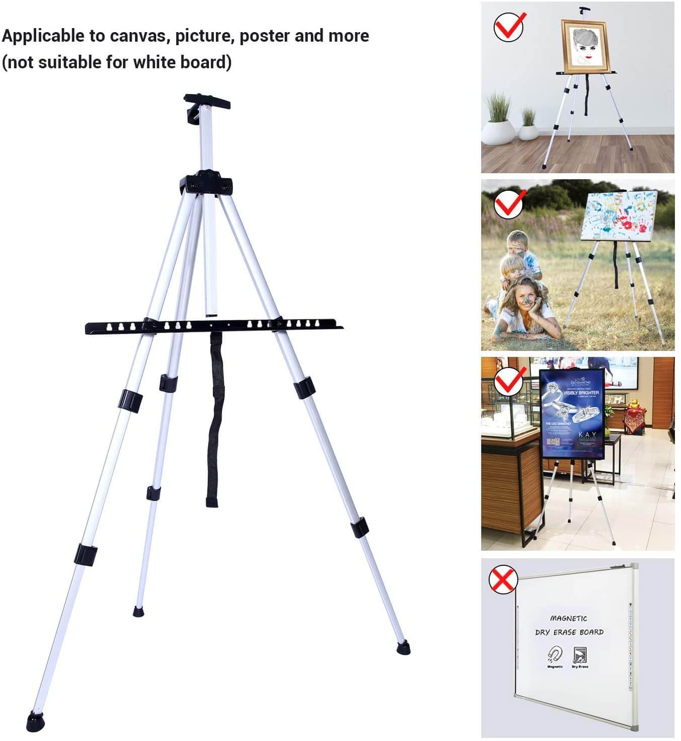 Art Easel 66" Aluminum Field Easel Stand With Bag For Table - Image 7