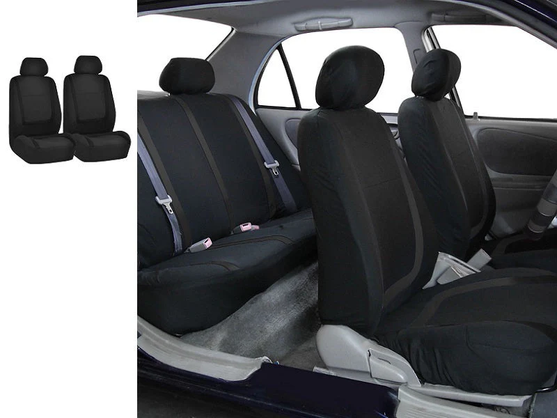 Auto Seat Covers Car Truck SUV Van - Universal Protectors Polyester BLACK - Image 2