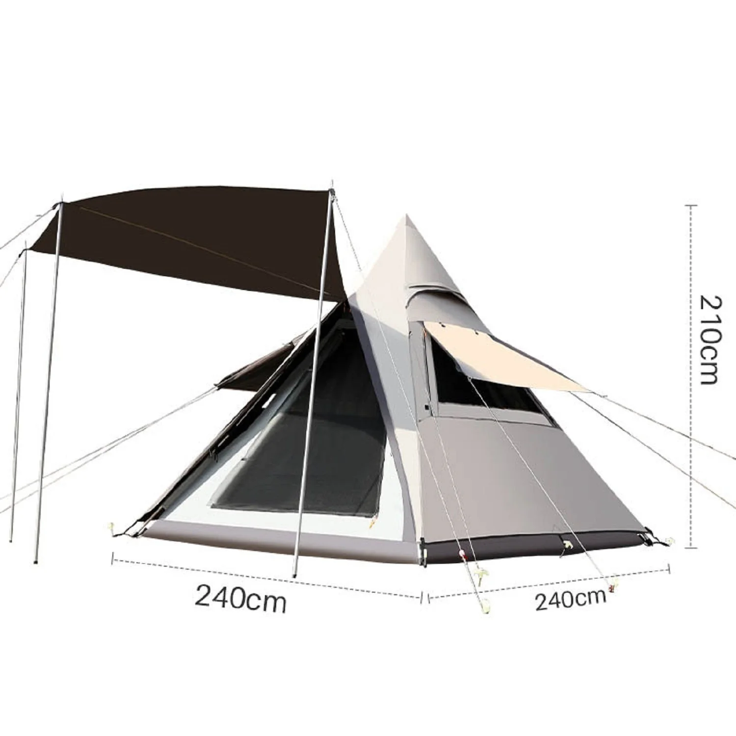 Automatic Pyramid Double-Layer Outdoor Camping Tent - Image 3