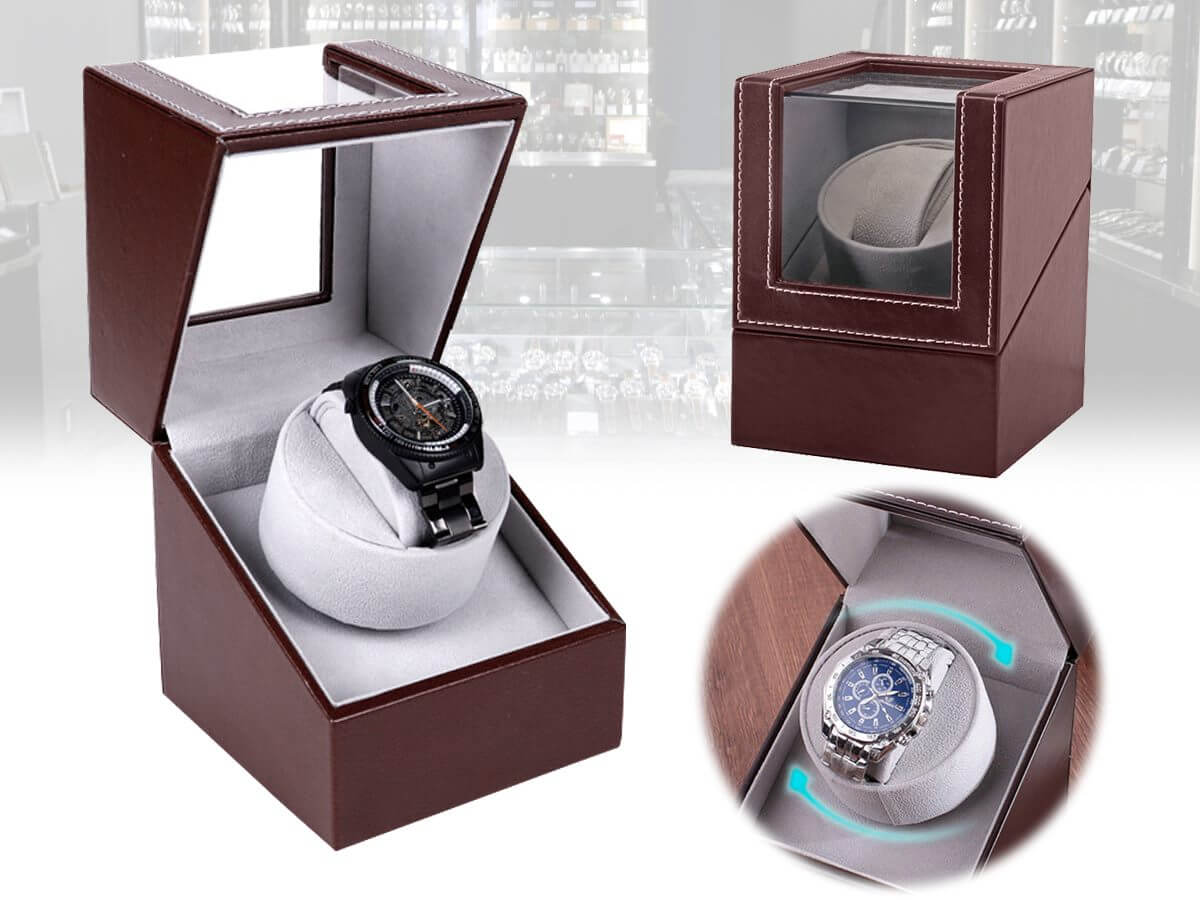 Automatic Quad Watch Winder Wood Display Box Motor Rotation Storage - Image 3