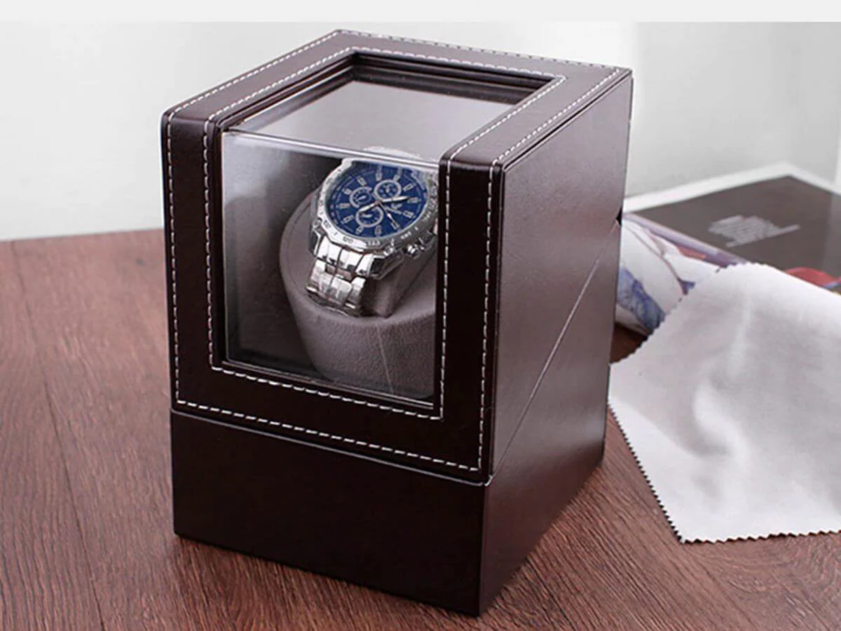 Automatic Quad Watch Winder Wood Display Box Motor Rotation Storage - Image 4