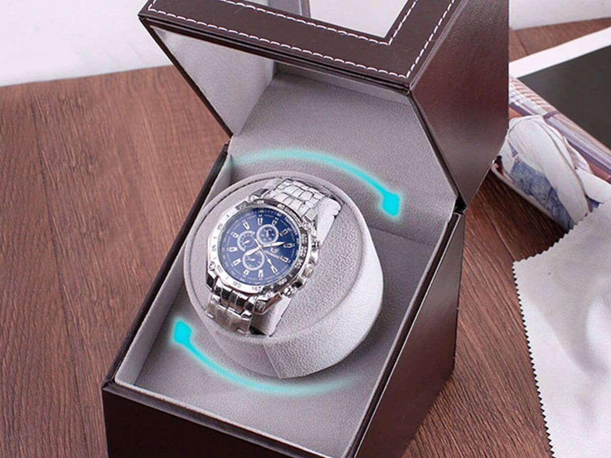 Automatic Quad Watch Winder Wood Display Box Motor Rotation Storage - Image 7