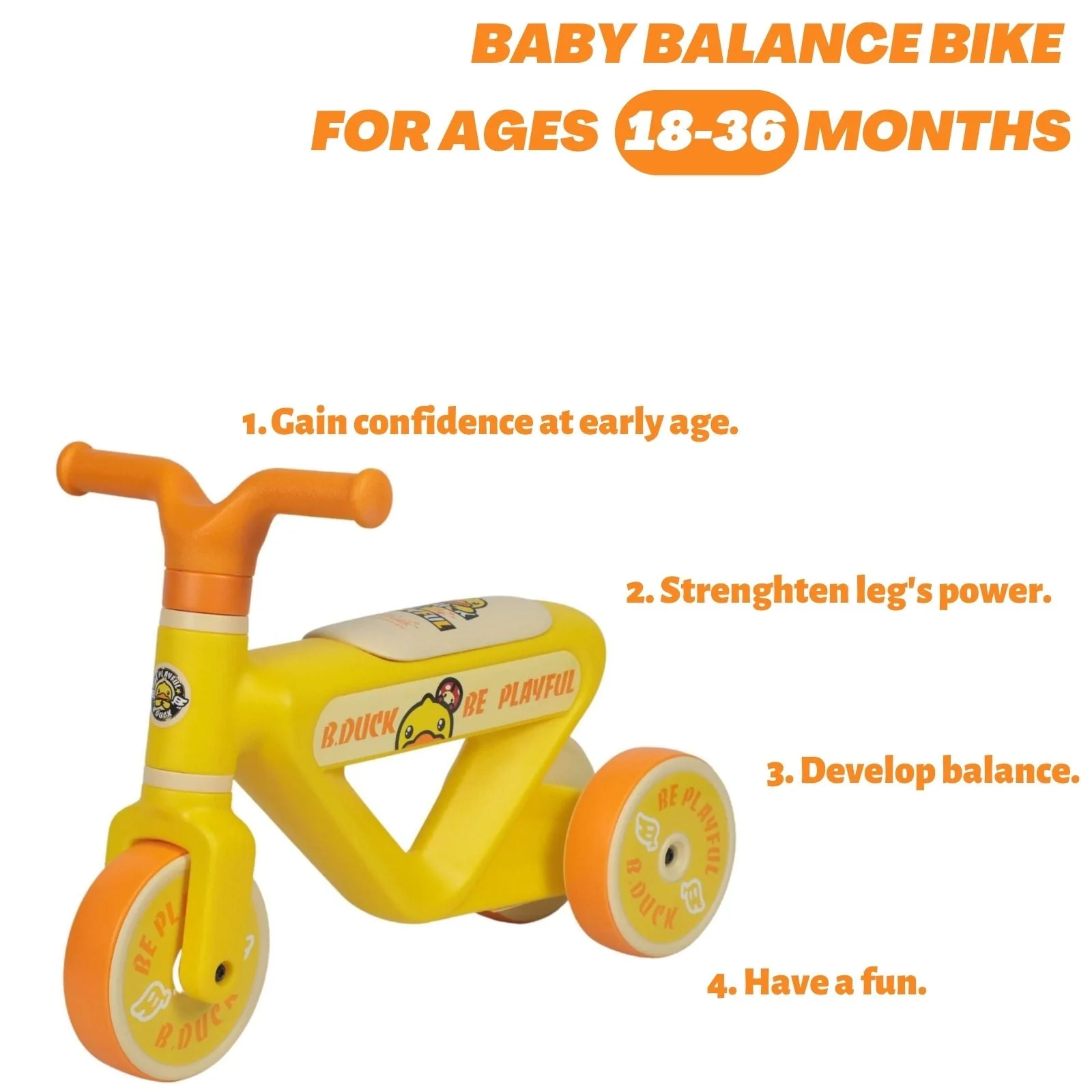 Baby Balance Bike 1005S Orange - Image 4