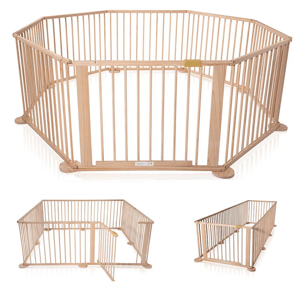 Deluxe Wooden Play Yard Safety Barrier 8 Panel Indoor Activity Area - Image 3