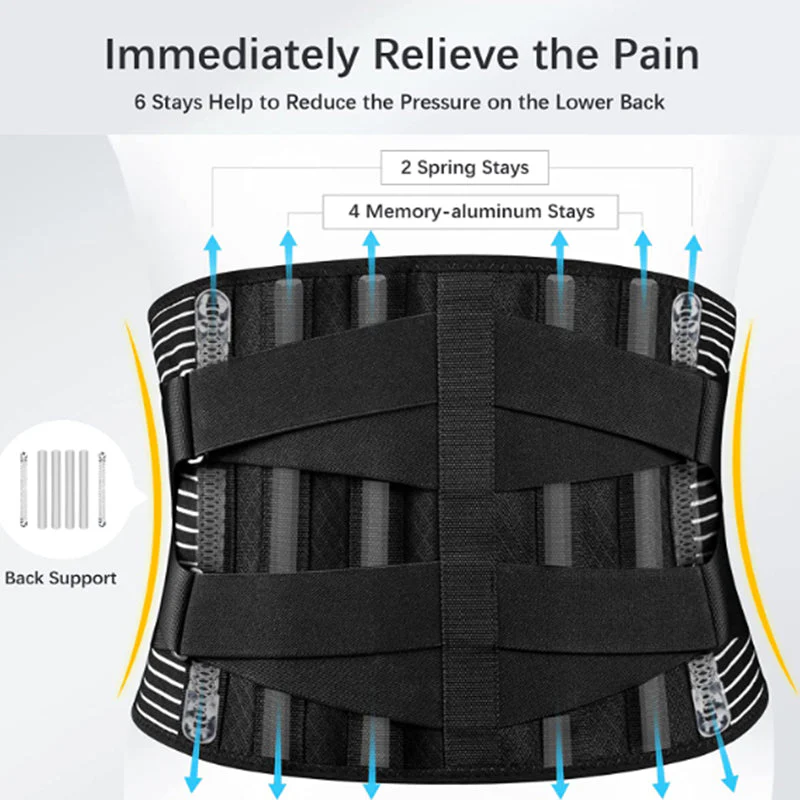 Back Braces for Lower Back Pain Relief with 6 Stays Breathable Back Support Belt - Image 2