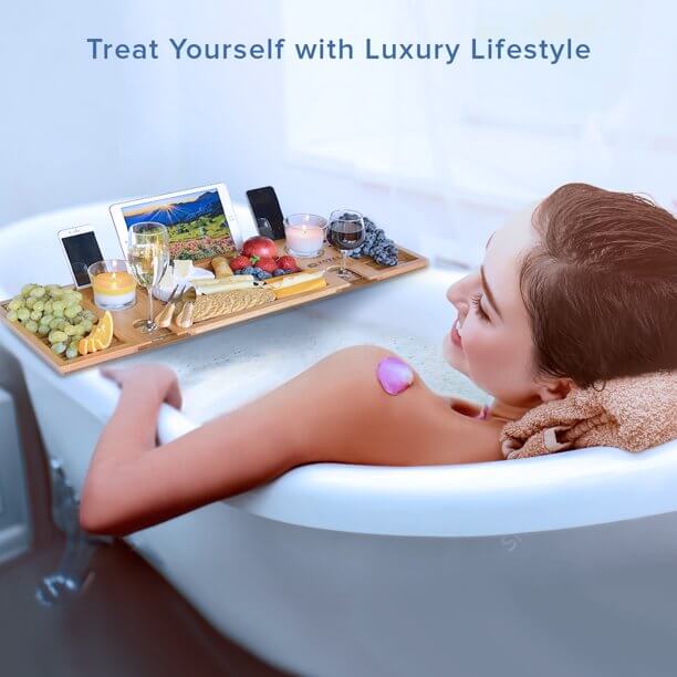 Bamboo Bathtub Tray - Bamboo Bath Caddy - Image 4