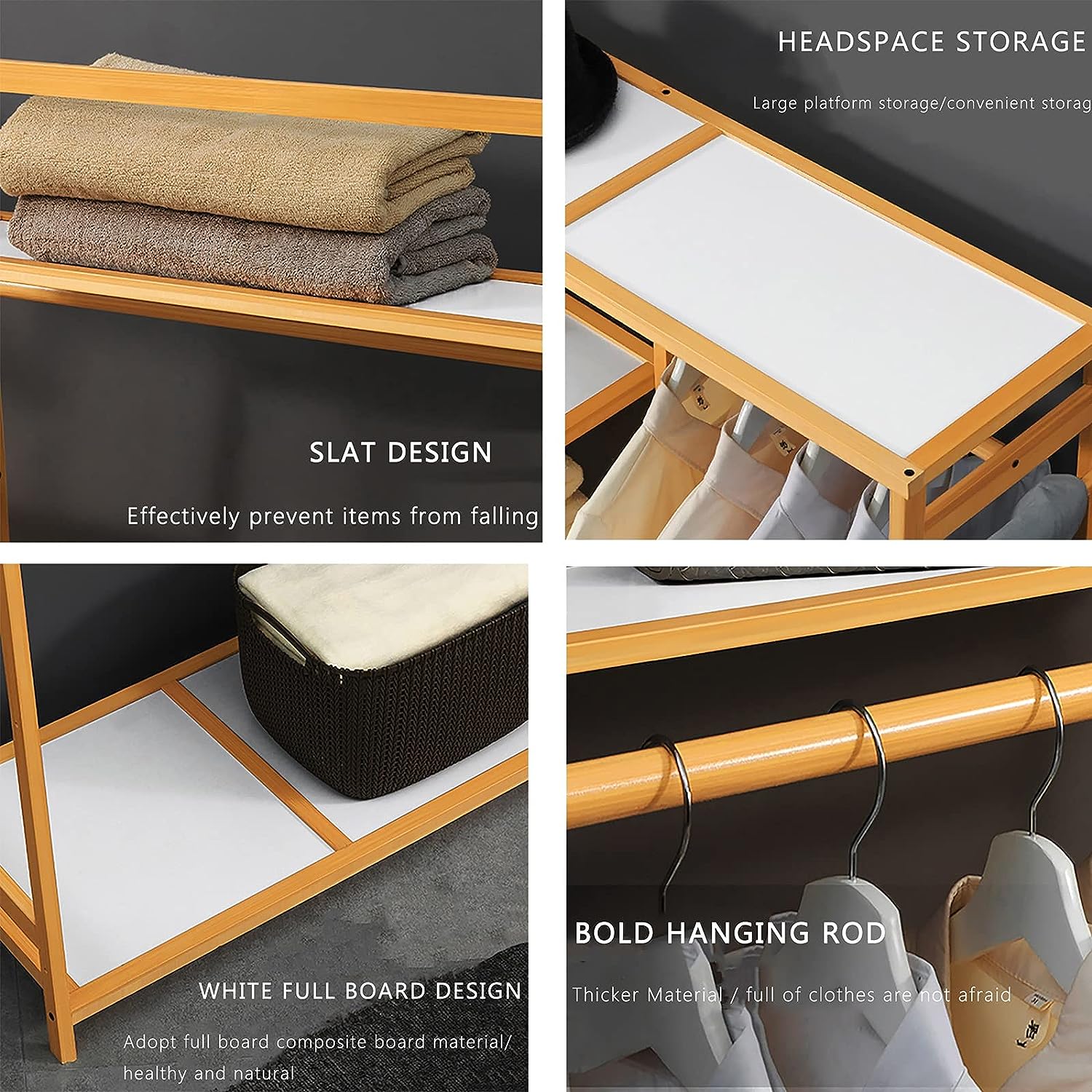 Bamboo Wardrobe Clothes Rack - Image 4