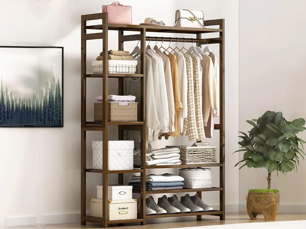 Bamboo Wardrobe Clothes Rack - Image 11