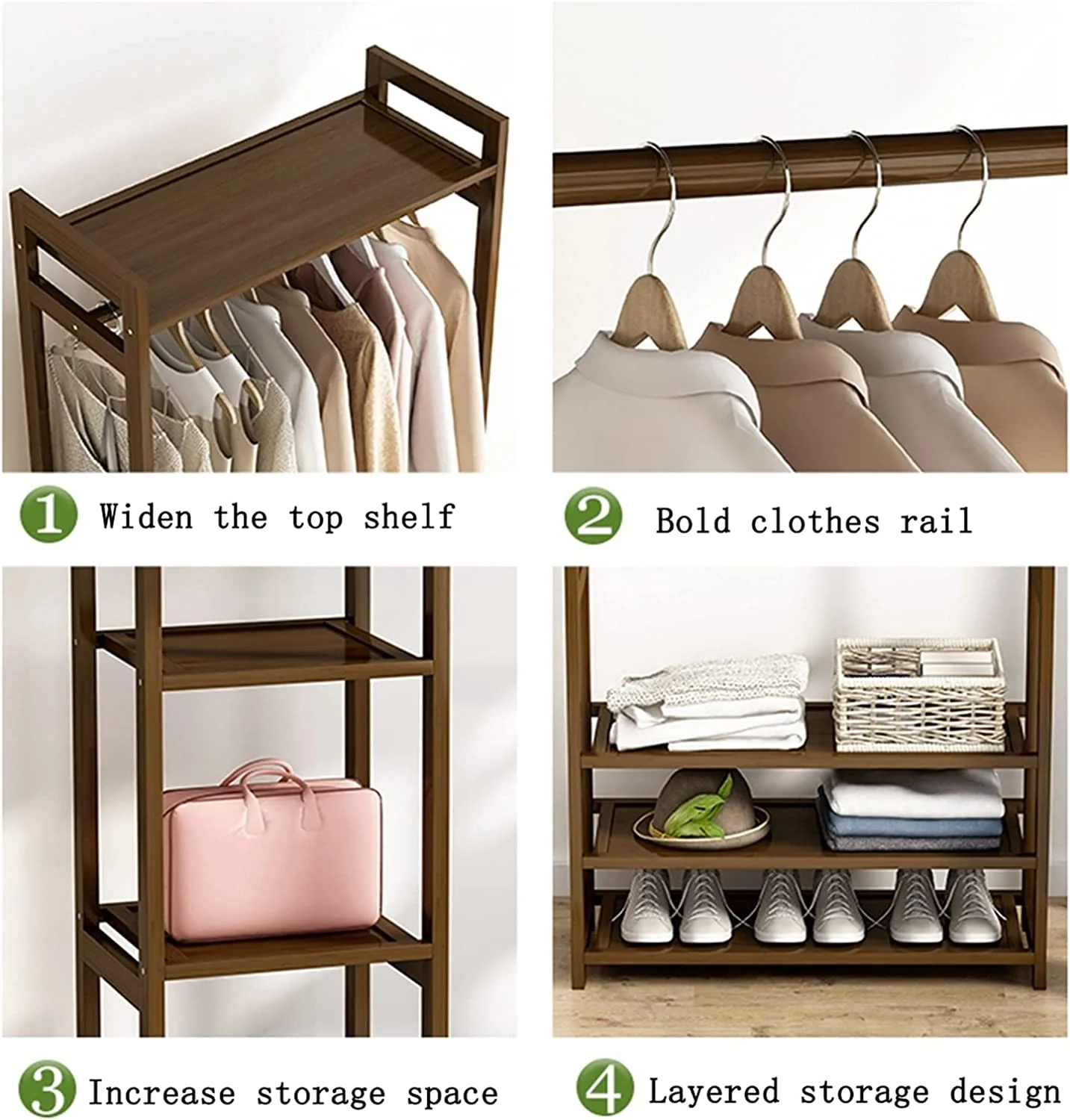 Bamboo Wardrobe Clothes Rack - Image 6