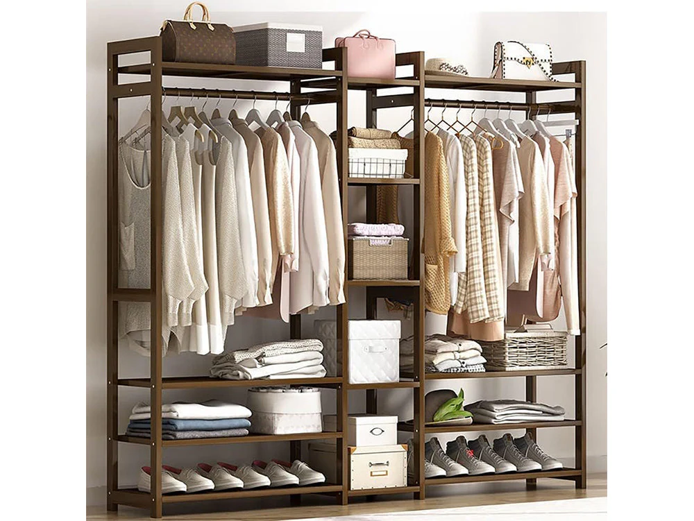 Bamboo Wardrobe Clothes Rack Wardrobe Organiser - Image 8