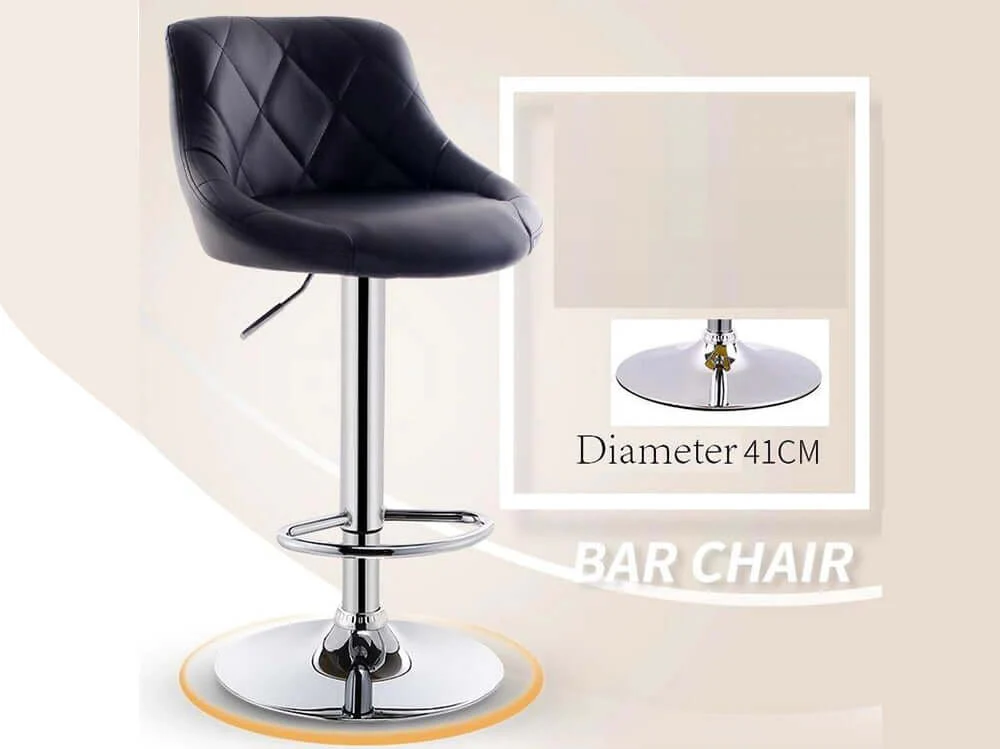 Bar Stool Leather Black 3pcs - Image 2