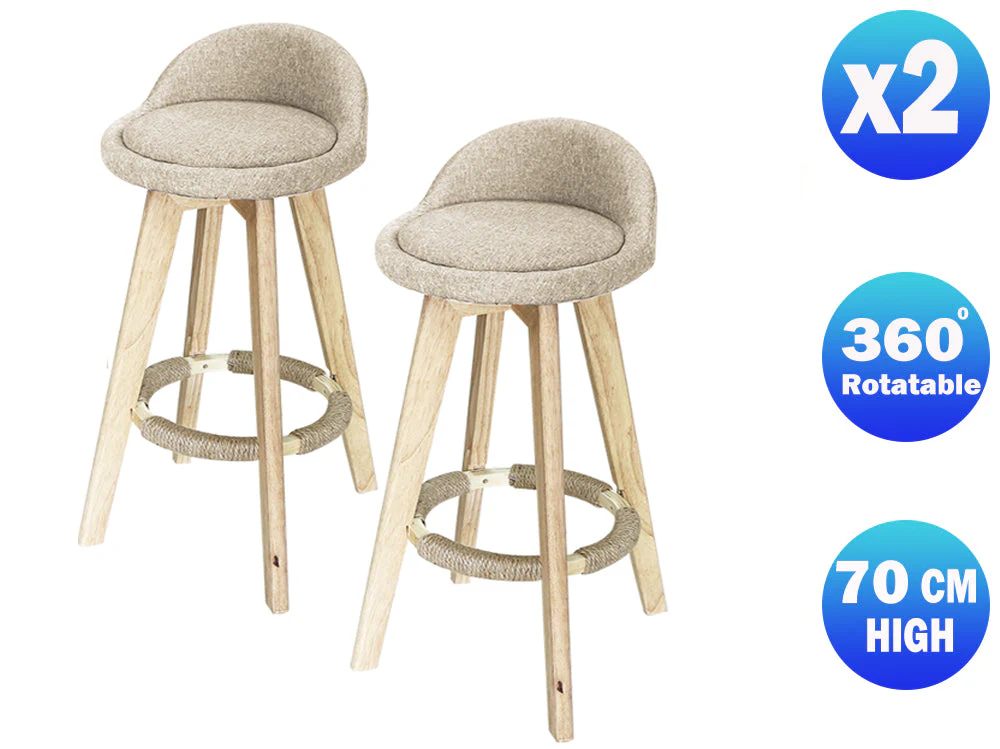 Bar Stools Chair 360 Degree Swivel Beige - Image 10