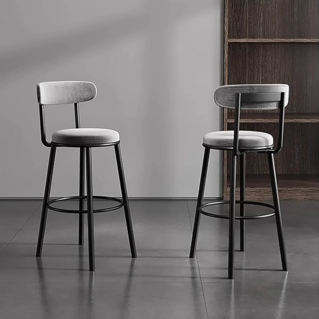 Bar Stools Velvet Chair Bar Stool Grey - Image 4