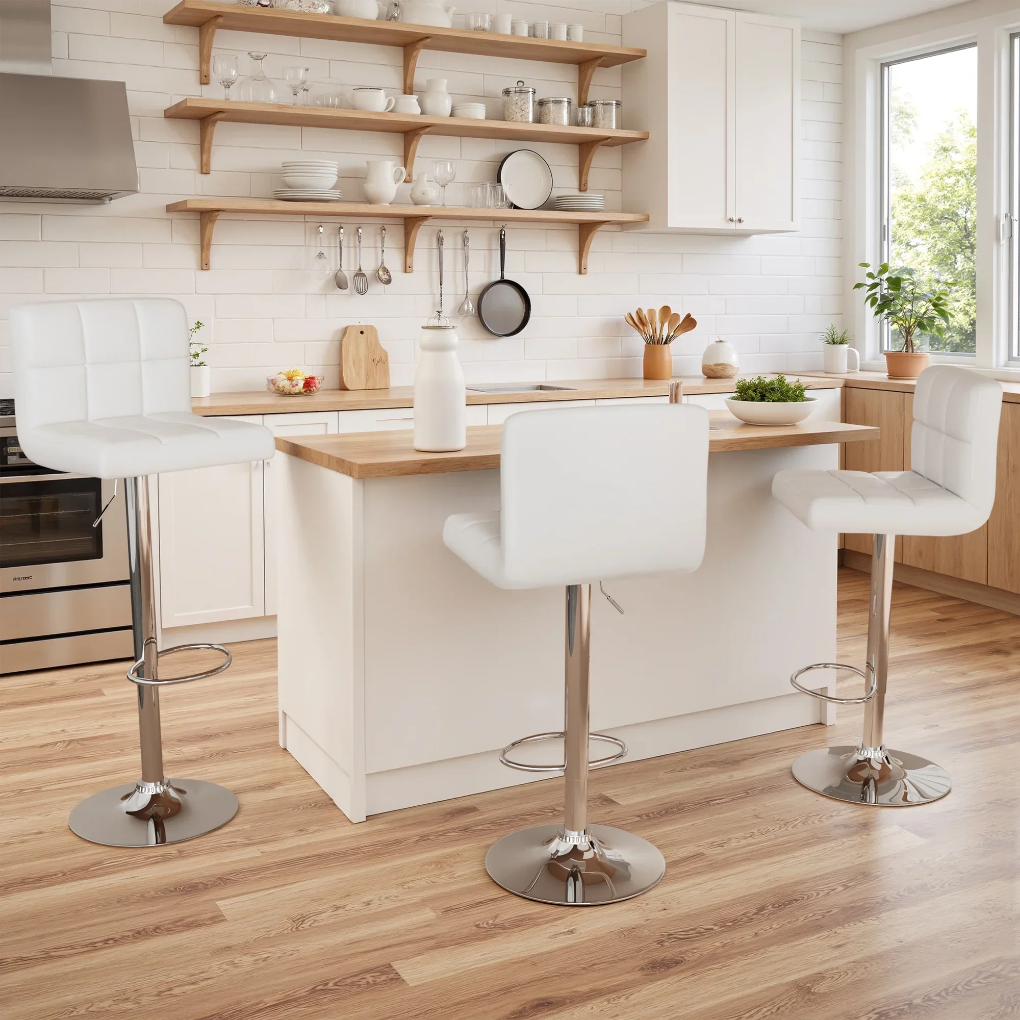 Bar Stools With Pu Leather Height Adjustable Bar Stools - Image 14