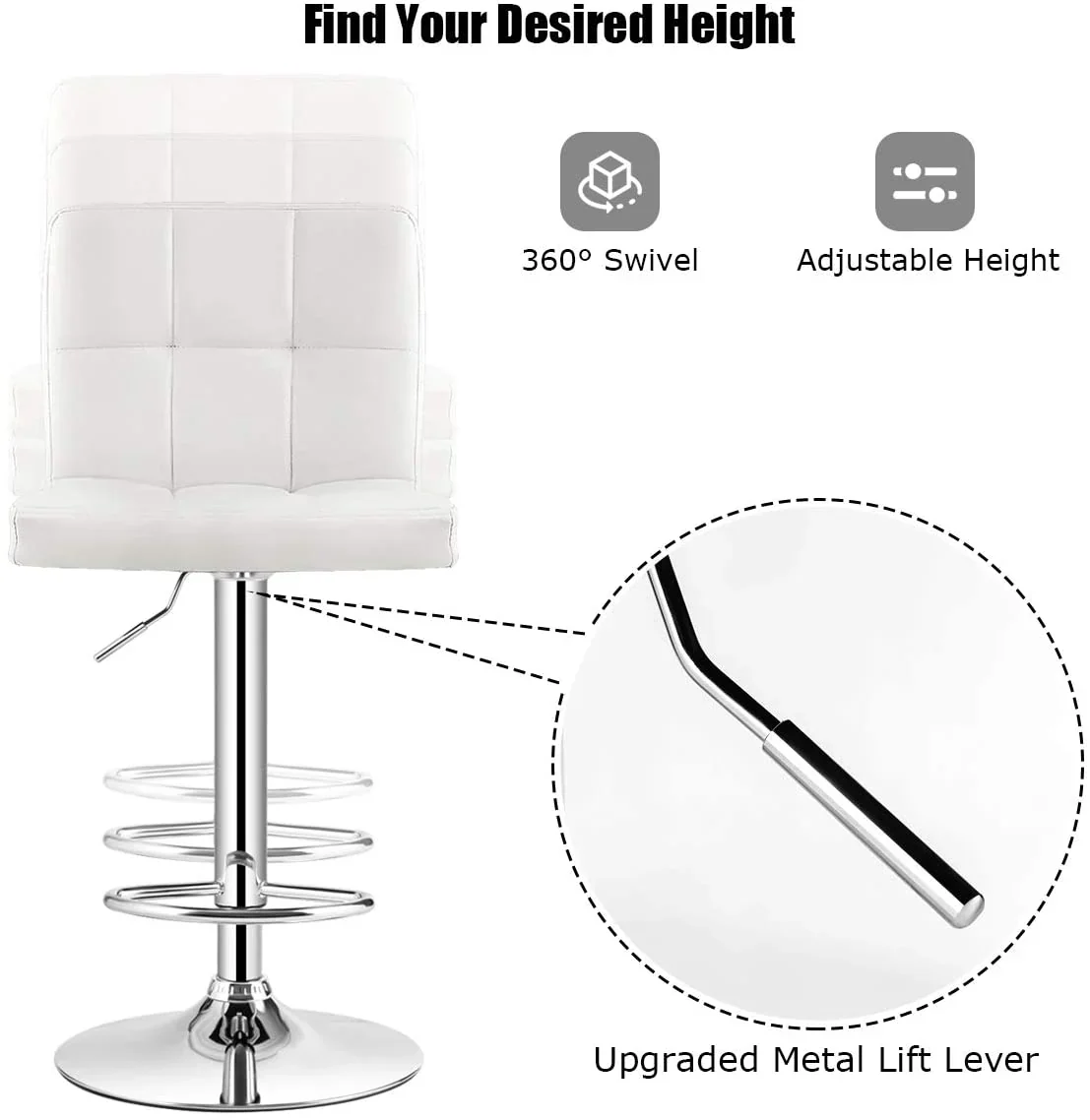 Bar Stools With Pu Leather Height Adjustable Bar Stools - Image 2