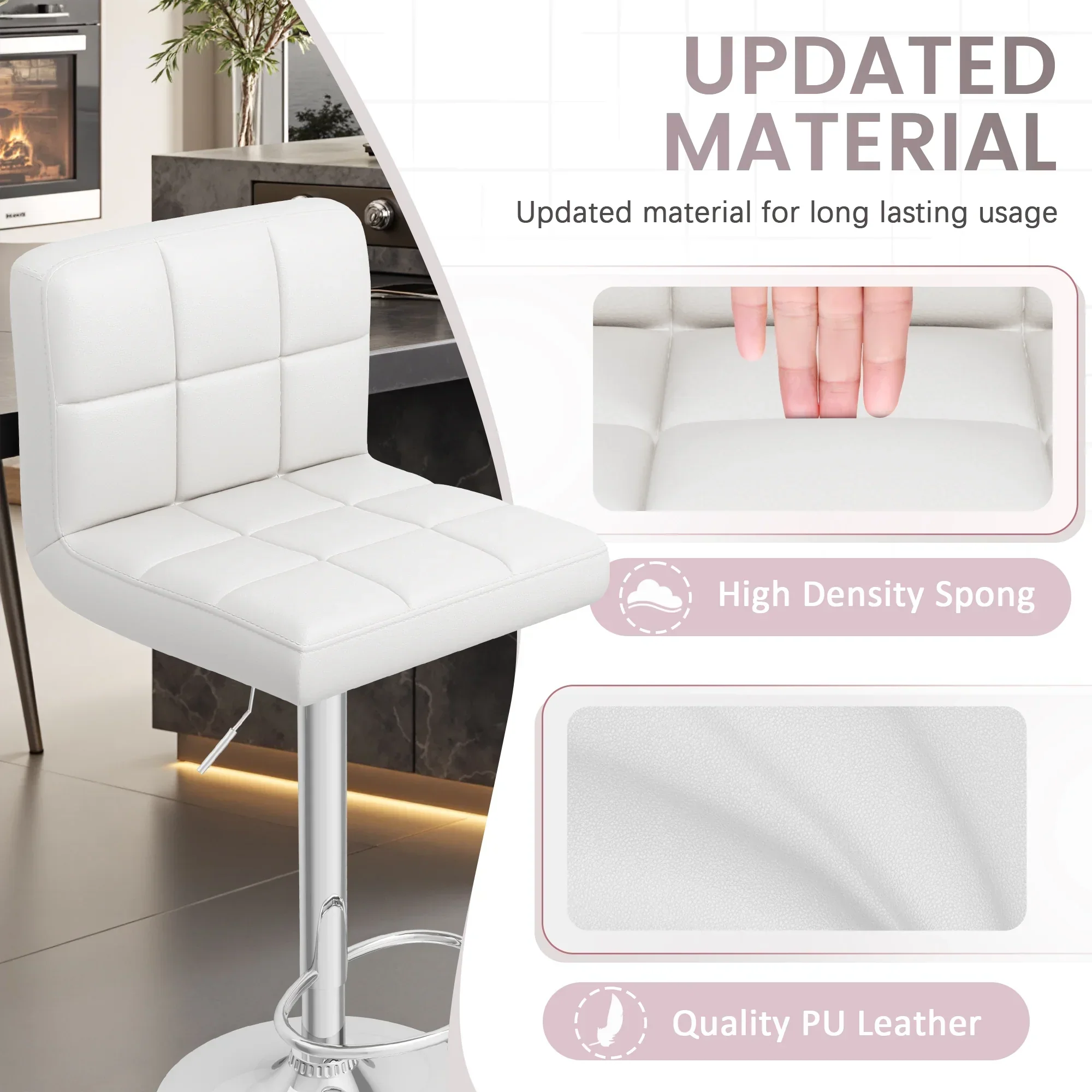 Bar Stools With Pu Leather Height Adjustable Bar Stools - Image 5