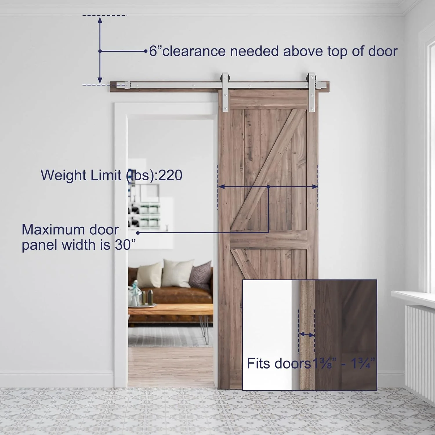 Barn door Hardware 1.5M Single Door - Image 8