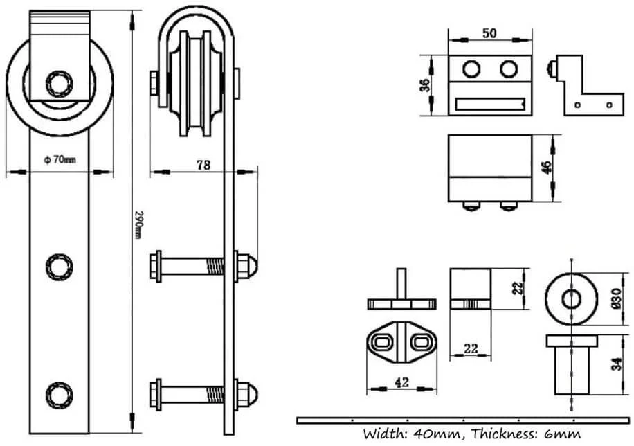Barn Door Hardware 2.3m - Image 6