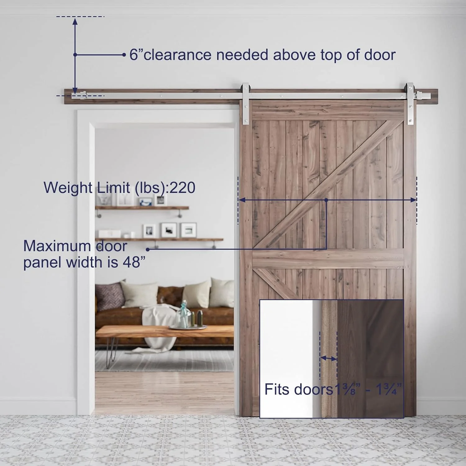 Barn door Hardware 2.5M Single Door - Image 8