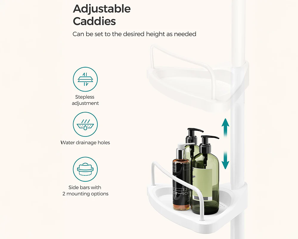 4 Tier Adjustable Shower Corner Shelves - Image 6
