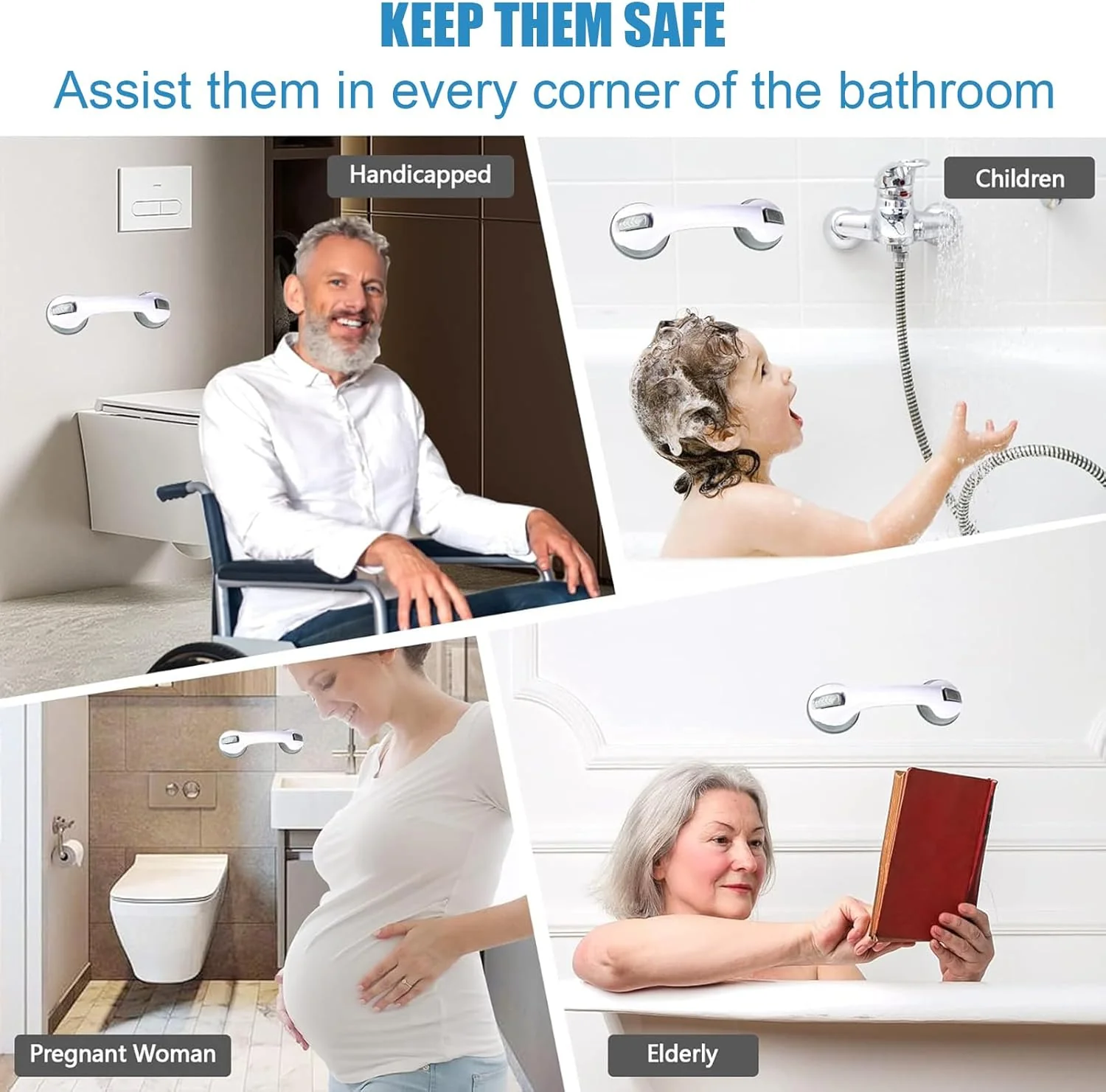 Bathroom Suction Grab Bars Armrest Toilet Assist Handle Shower Handle - Image 3