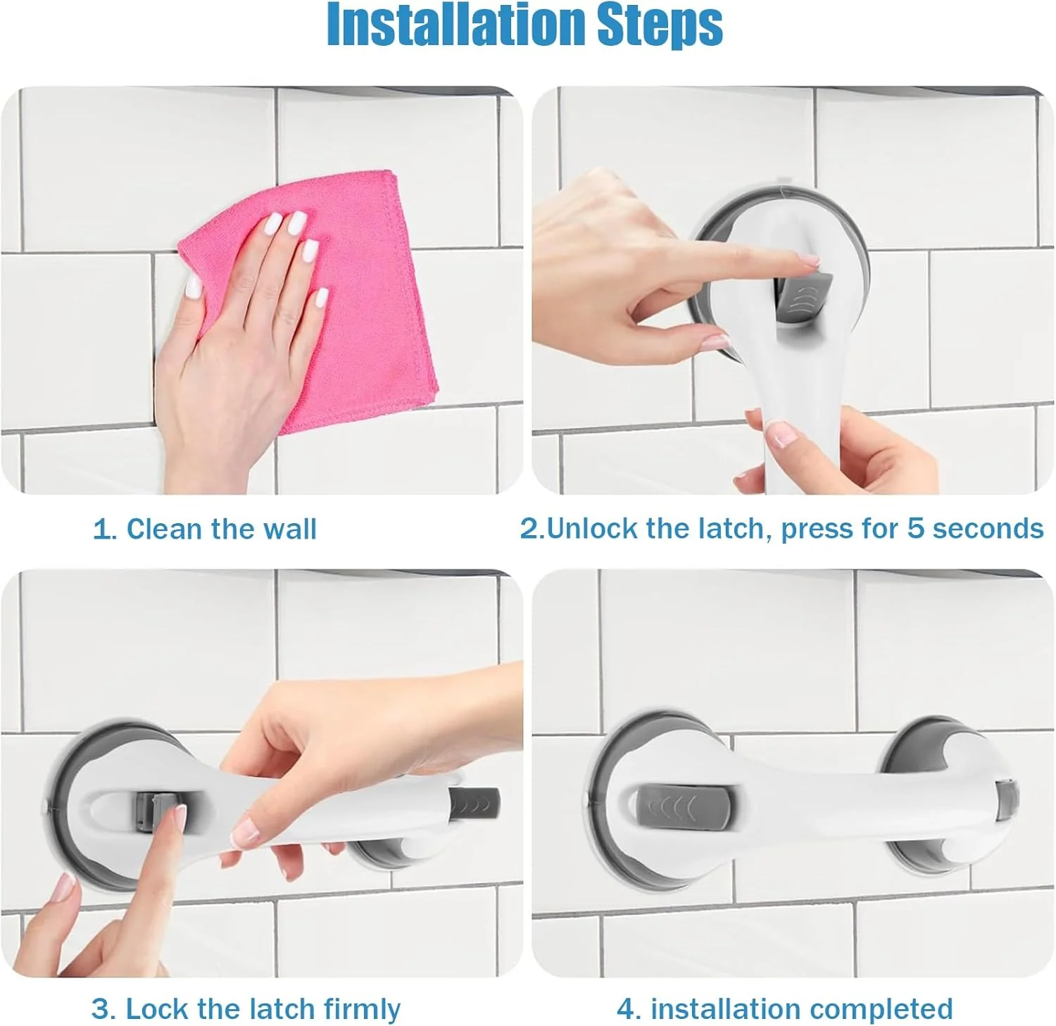 Bathroom Suction Grab Bars Armrest Toilet Assist Handle Shower Handle - Image 8