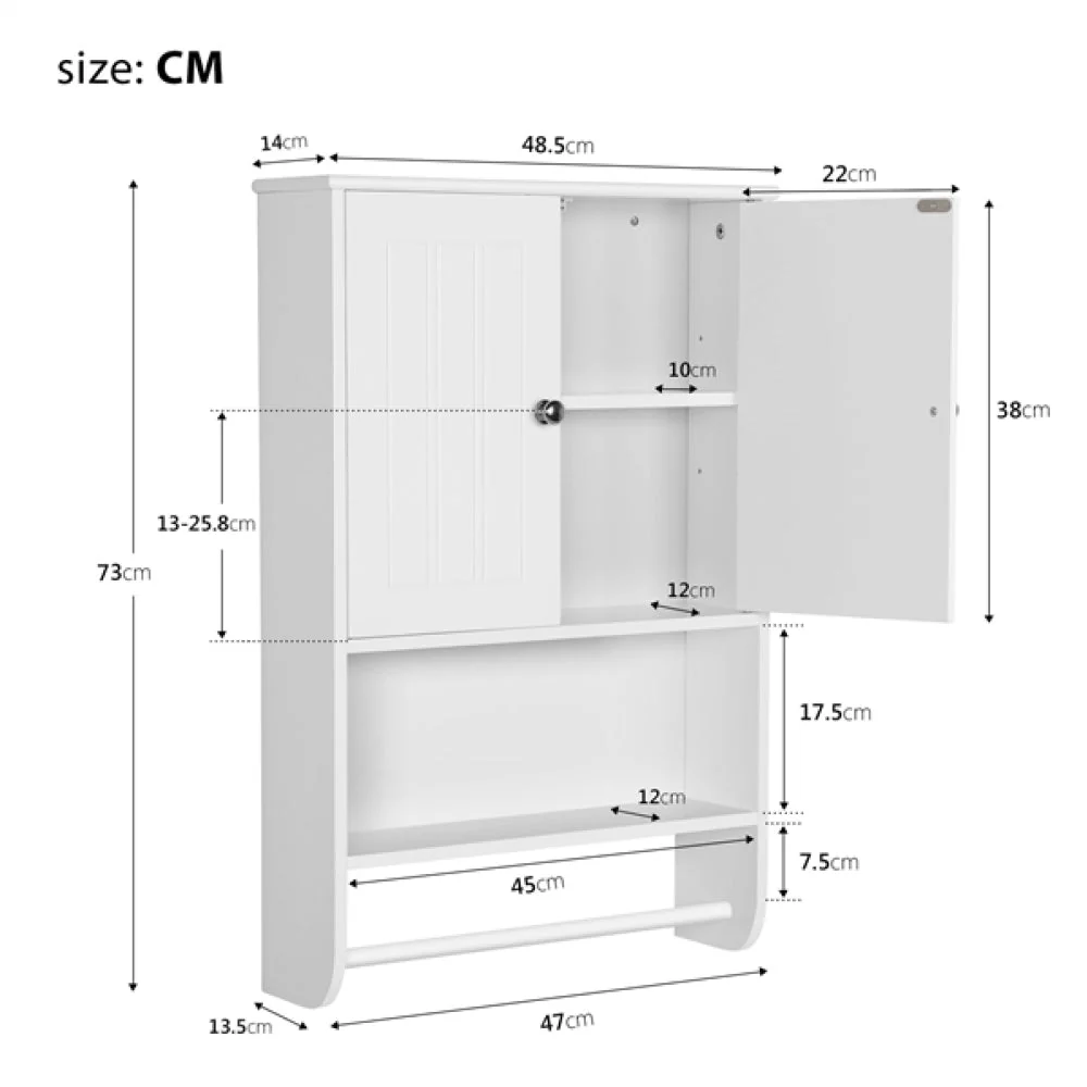 Bathroom Wall Cabinet with Towel Bar - Image 8