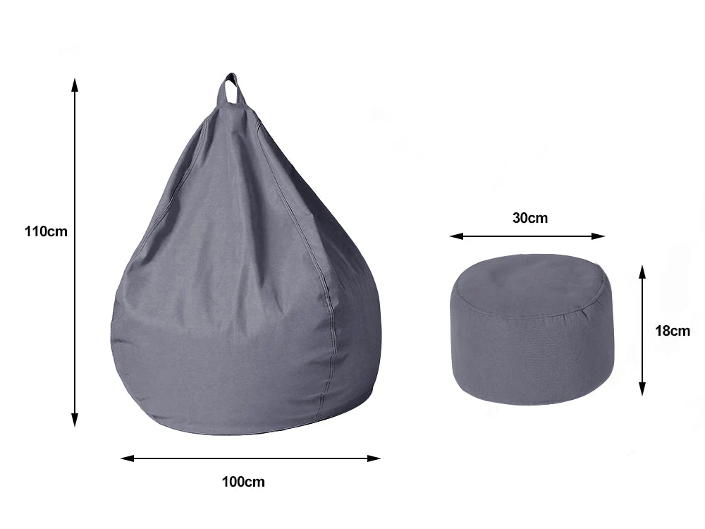 Bean Bag Chair with Footstool- Dark Grey - Image 4