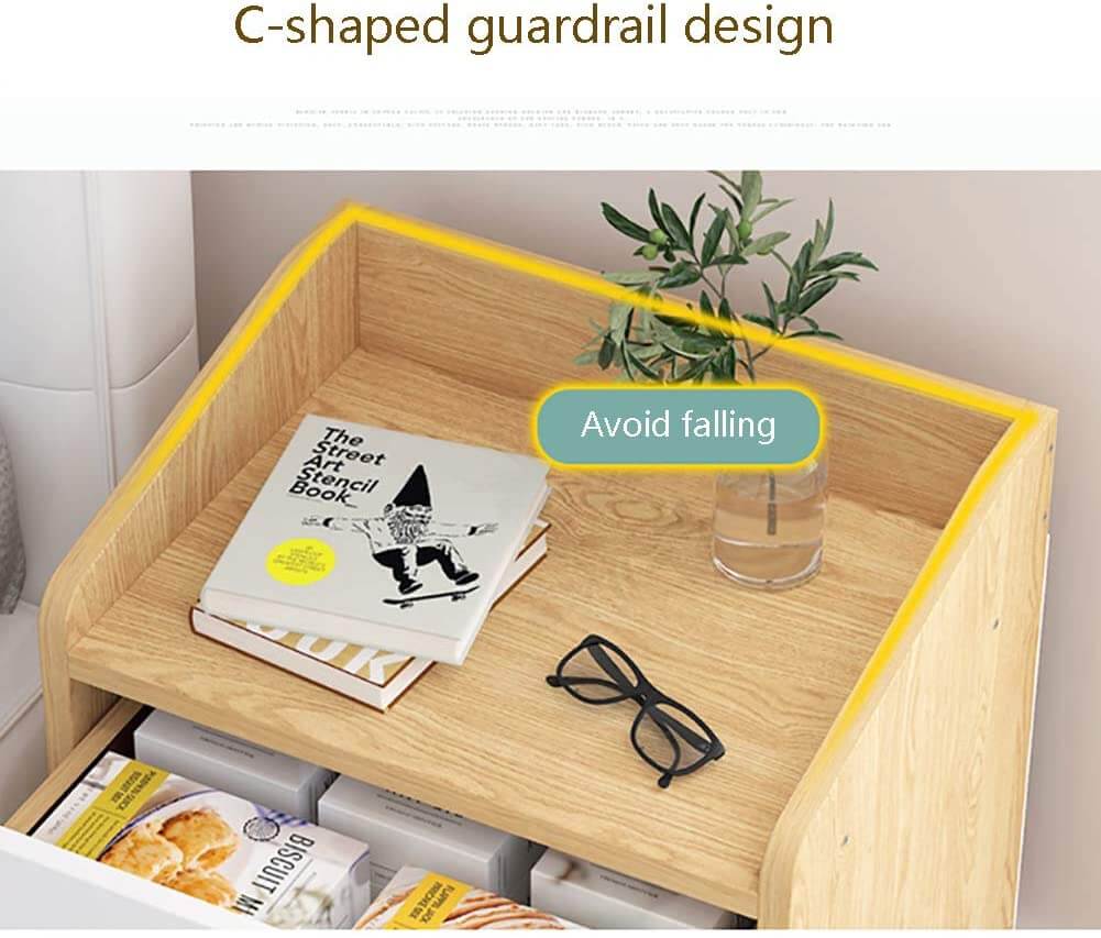 Bedside Table 2 Drawer – Modern Minimalist Nightstand with Open Shelf Wood Finish - Image 4