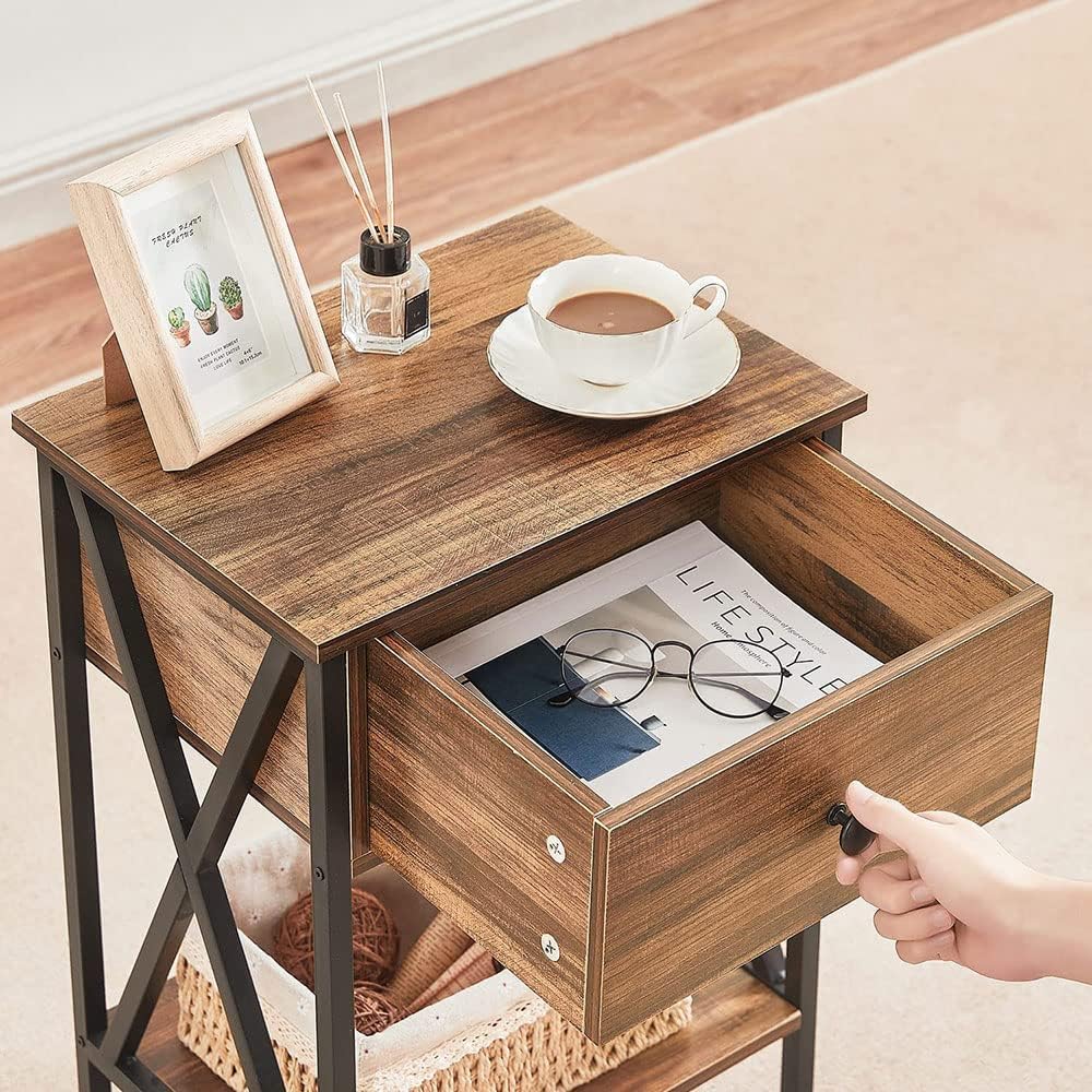 Bedside Table Nightstands with Drawer - Image 3