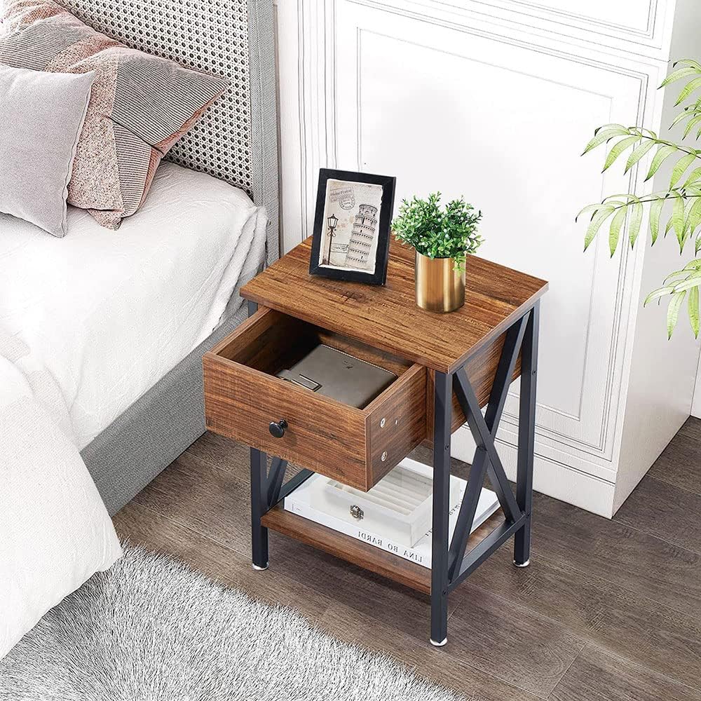 Bedside Table Nightstands with Drawer - Image 7