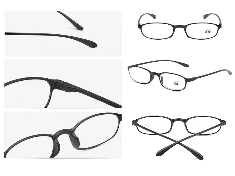 Black 4.0 Reading Glasses Readers Rectangular Business Plastic Frame Unisex - Image 9