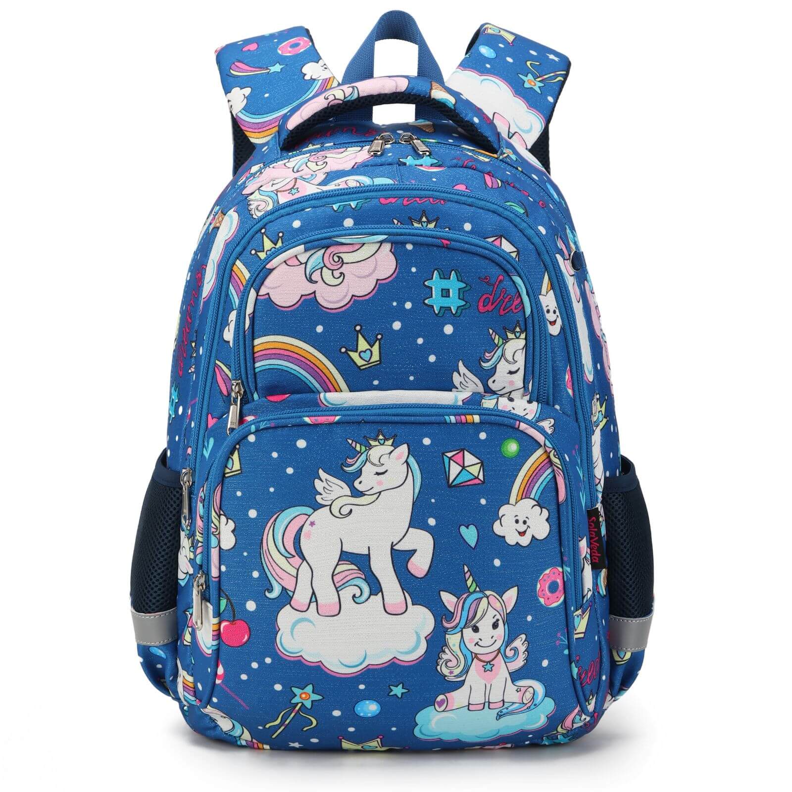 Blue Rainbow Unicorn Backpack & School Bags for Girls - Image 3