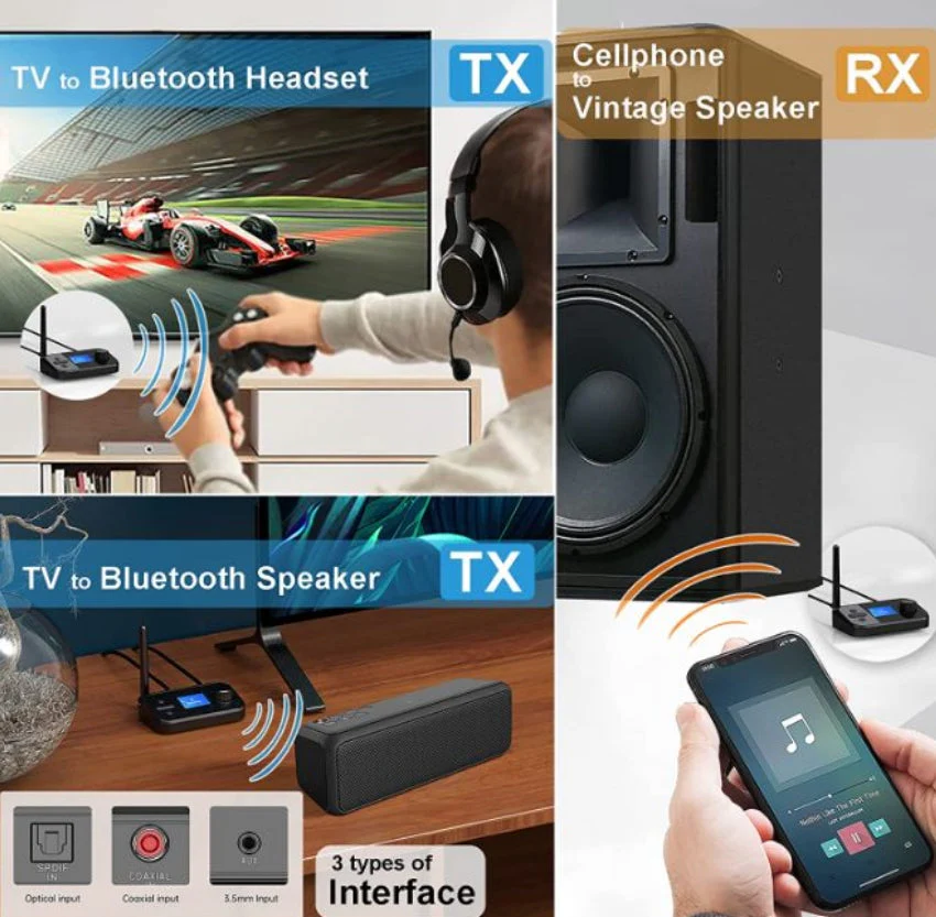 Bluetooth Receiver and Transmitter Bluetooth 5.1 Support 2 Headsets 3.5mm AUX - Image 4