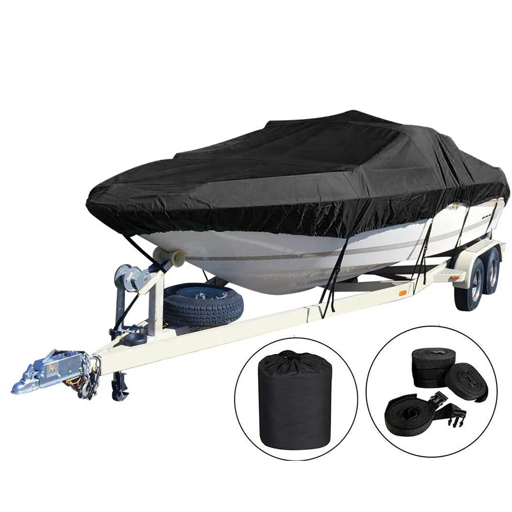 Boat Cover Heavy Duty – 210D Black Trailerable Boat Cover for 17–19ft V-Hull