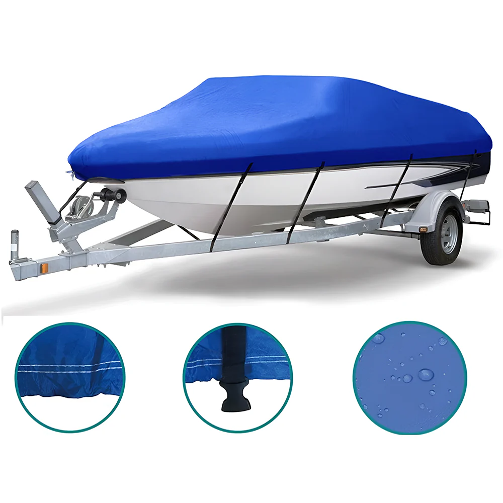 Boat Cover Heavy Duty – 210D Blue Trailerable Boat Cover for 17–19ft V-Hull