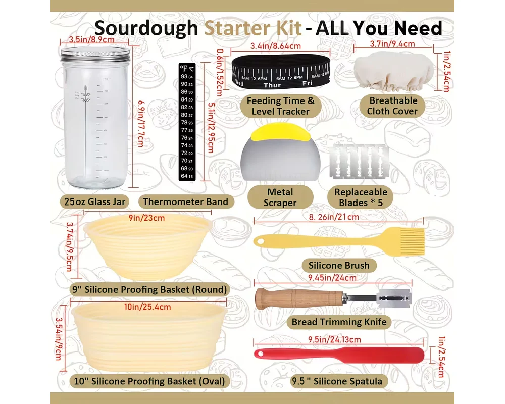 Sourdough Starter Kit with Bread Proofing Basket - Image 3