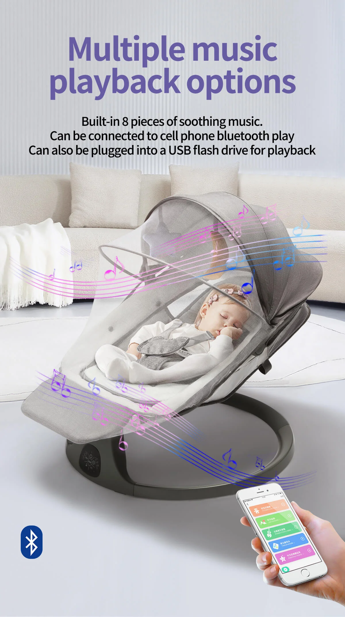 Electric Baby Bouncer Swing and Rocker NZ – With Dining Tray & Footrest Design - Image 11